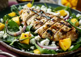 Grilled Chicken Salad with Mango, Spinach & Goat Cheese recipe