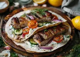 Roasted Pork Belly Wraps with Herbed Yogurt recipe