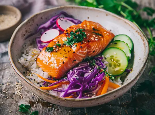 Stashcook | Honey Glazed Salmon Rice Bowl