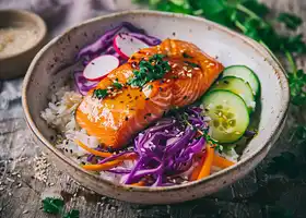 Honey Glazed Salmon Rice Bowl recipe