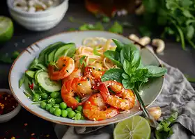 Chili Lime Shrimp with Herb Noodles recipe