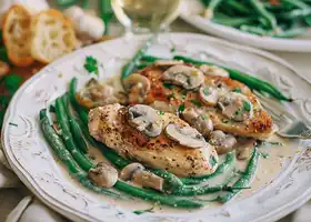 Creamy Garlic Chicken with Mushrooms and Green Beans recipe