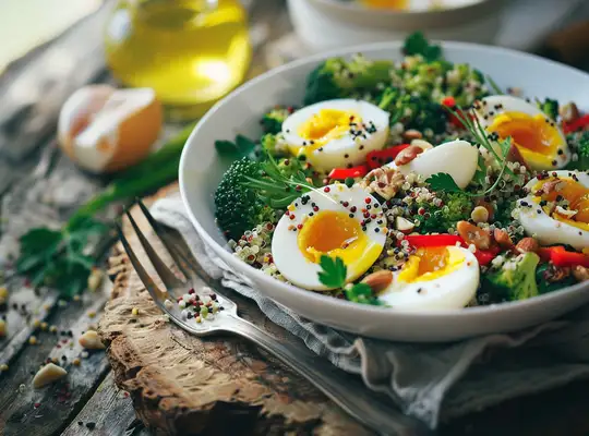 Stashcook | Quinoa Salad with Soft-Boiled Eggs & Roasted Broccoli