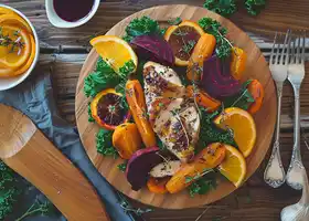 Herb Chicken with Roasted Carrots and Beet Citrus Salad recipe