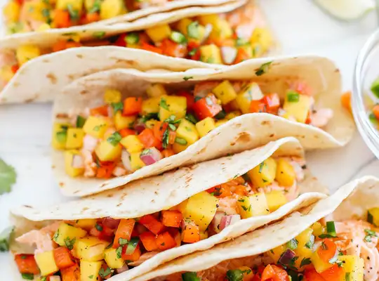 Stashcook | Mango Sriracha Salmon Tacos