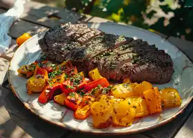 Herb-Marinated Steak with Roasted Vegetables recipe