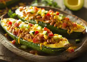 Stuffed Zucchini with Pinto Beans and Cheddar recipe