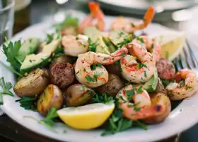 Grilled Shrimp and Sausage Salad with Herb Dressing recipe