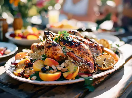 Stashcook | Spicy Peach and Quinoa Roast Chicken
