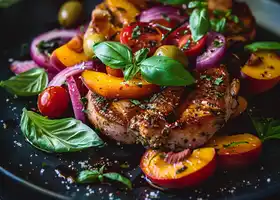 Herb-Crusted Pork Chops with Nectarine & Tomato Salad recipe