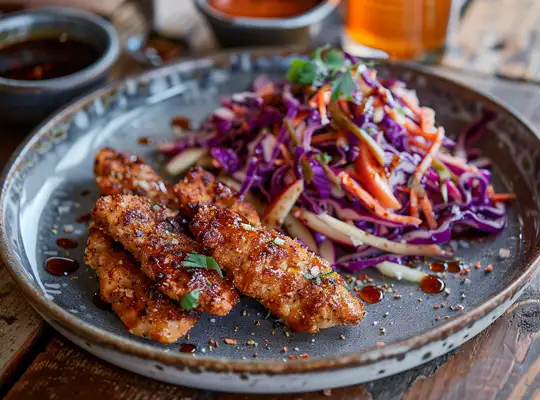Stashcook | Maple Glazed Chicken Strips with Apple Cabbage Slaw
