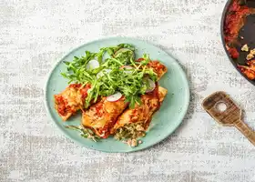 Skillet Turkey Enchiladas with a Lime Radish Salad recipe