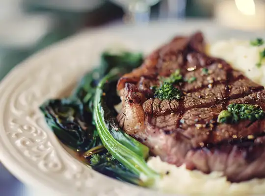 Stashcook | Seared Ribeye with Broccoli Rabe & Garlic Mash