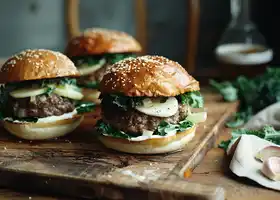 Beef and Kale Burger with Apple Parmesan Slaw recipe