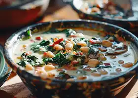 Hearty Bean and Spinach Soup with Alfredo and Bacon recipe
