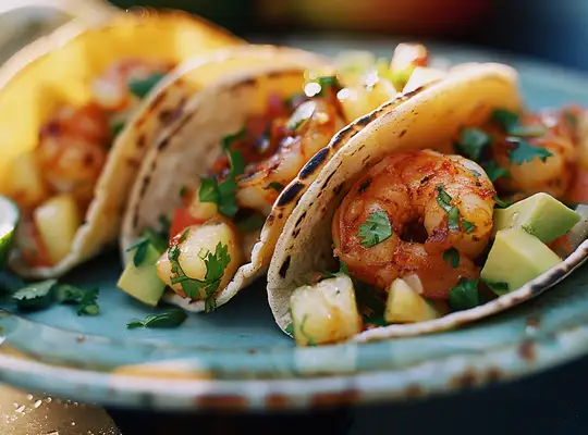 Stashcook | Shrimp Tacos with Pineapple Cilantro Salsa