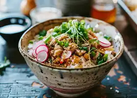 Spicy Ground Turkey Rice Bowl with Pickled Radish recipe