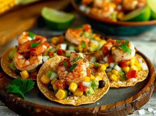 Stashcook | Spicy Shrimp Tostadas with Corn & Black Bean Salsa