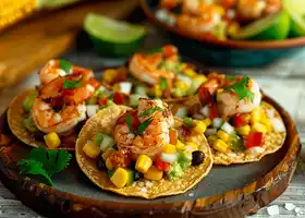 Spicy Shrimp Tostadas with Corn & Black Bean Salsa recipe