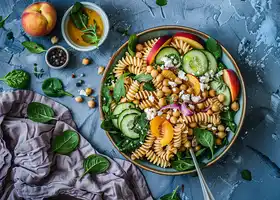 Pasta Salad with Nectarines, Chickpeas, Cucumber, Spinach & Feta recipe