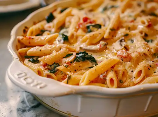 Stashcook | Penne Pasta with Spinach Tomato Cream Sauce