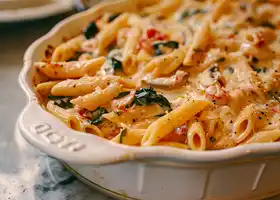 Penne Pasta with Spinach Tomato Cream Sauce recipe