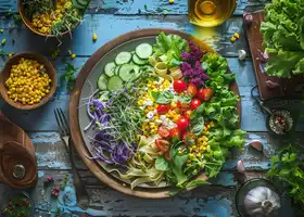 Creamy Corn Pasta with Crisp Veggie Salad recipe