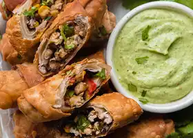 Southwestern Egg Rolls with Avocado Cilantro Sauce recipe