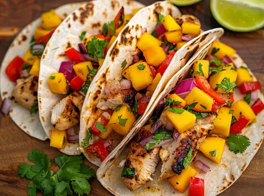 Stashcook | Chili Lime Chicken Tacos with Mango & Bell Pepper Salsa