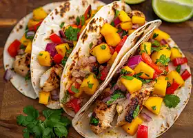 Chili Lime Chicken Tacos with Mango & Bell Pepper Salsa recipe
