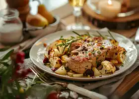 Herbed Pork Chops with Roasted Spiced Cauliflower & Pear Salad recipe