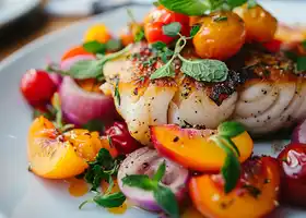 Pan-Seared Cod with Nectarine, Cherry Tomato & Mint Salad recipe