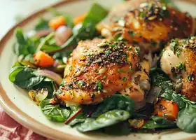 Herb-Crusted Chicken Thighs with Mixed Greens recipe