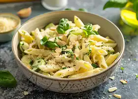 Creamy Zucchini Penne with Toasted Almonds recipe
