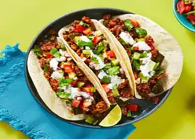 Pork and Poblano Tacos with Kiwi Salsa and Lime Crema recipe