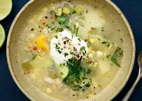 Corn and Clam Chowder With Zucchini and Herbs recipe