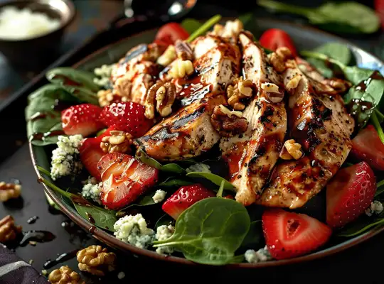 Stashcook | Grilled Chicken Salad with Blue Cheese, Strawberries & Walnuts