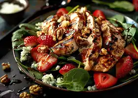 Grilled Chicken Salad with Blue Cheese, Strawberries & Walnuts recipe