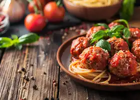 Beef and Pork Meatballs with Spaghetti in Marinara Sauce recipe