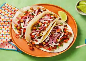 Chickpea Tinga Tacos with Monterey Jack Cheese, Poblano Pepper & Lime Crema recipe