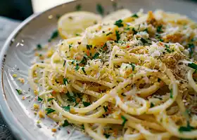 Lemon Garlic Spaghetti with Toasted Breadcrumbs recipe
