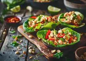 Chicken Satay Lettuce Wraps with Spicy Slaw recipe