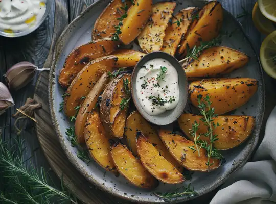 Stashcook | Herbed Potato and Carrot Wedges with Garlic Aioli