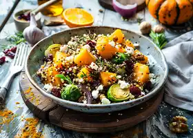 Roasted Butternut Squash with Quinoa, Cranberries & Feta recipe