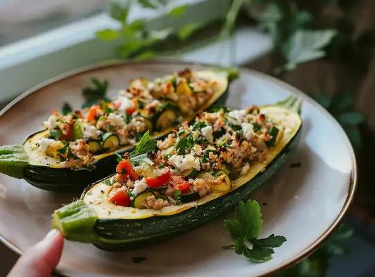 Stashcook | Mediterranean Turkey Stuffed Zucchini
