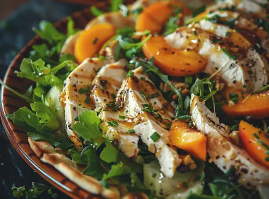 Stashcook | Peachy Chicken Salad with Mixed Greens & Toasted Pita