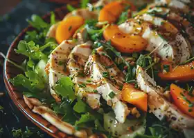 Peachy Chicken Salad with Mixed Greens & Toasted Pita recipe