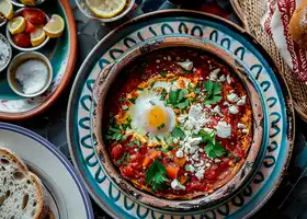 Hearty Vegetarian Shakshuka with Feta and Whole Wheat Bread recipe