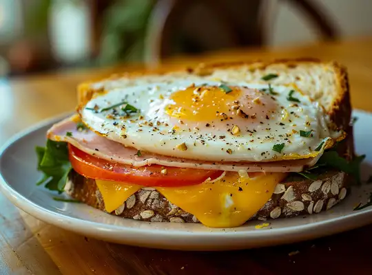 Stashcook | Cheesy Ham and Egg Sandwich