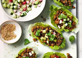 Sticky pork and pickle lettuce wraps recipe